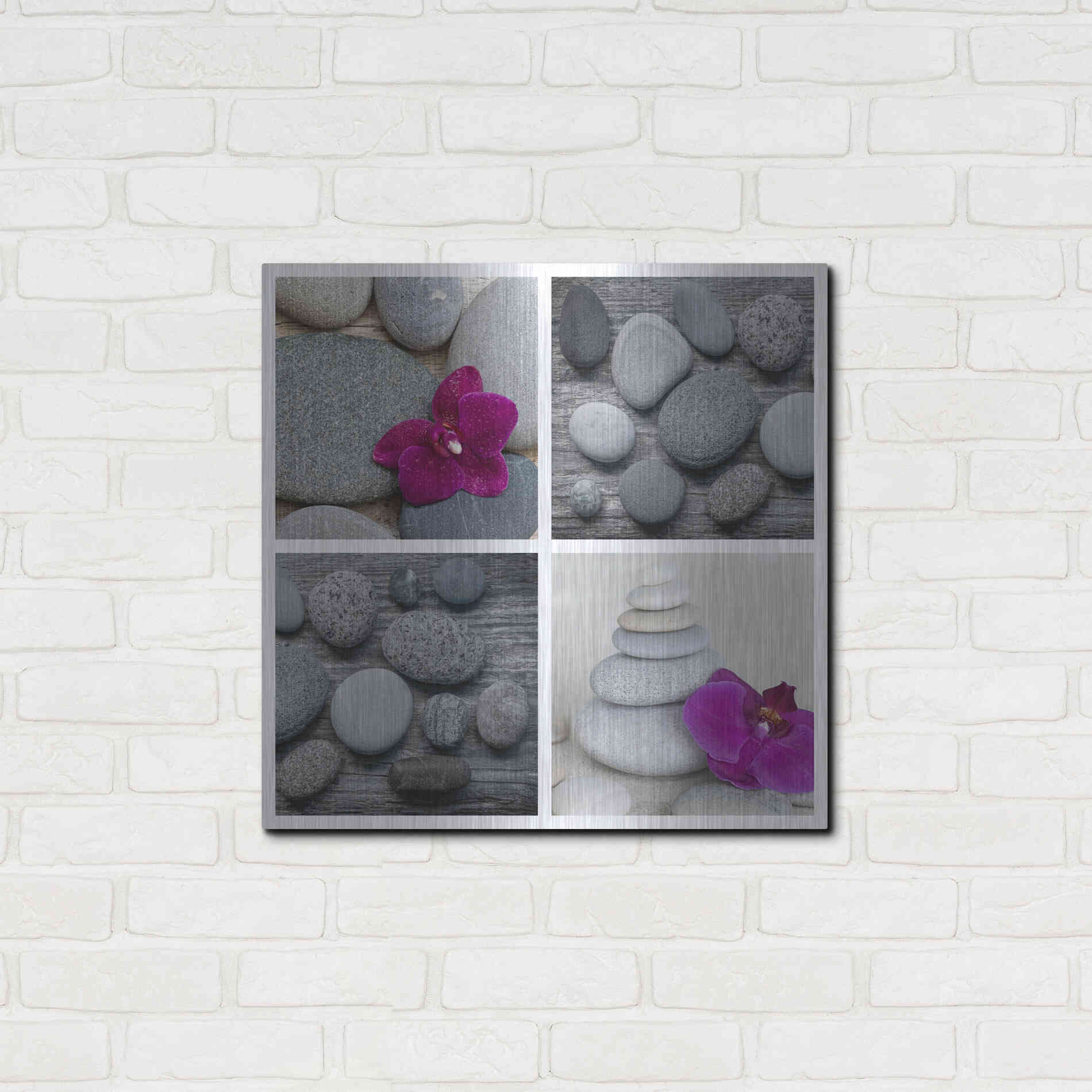 Luxe Metal Art 'Zen Orchid Collage' by Andrea Haase, Metal Wall At,24x24