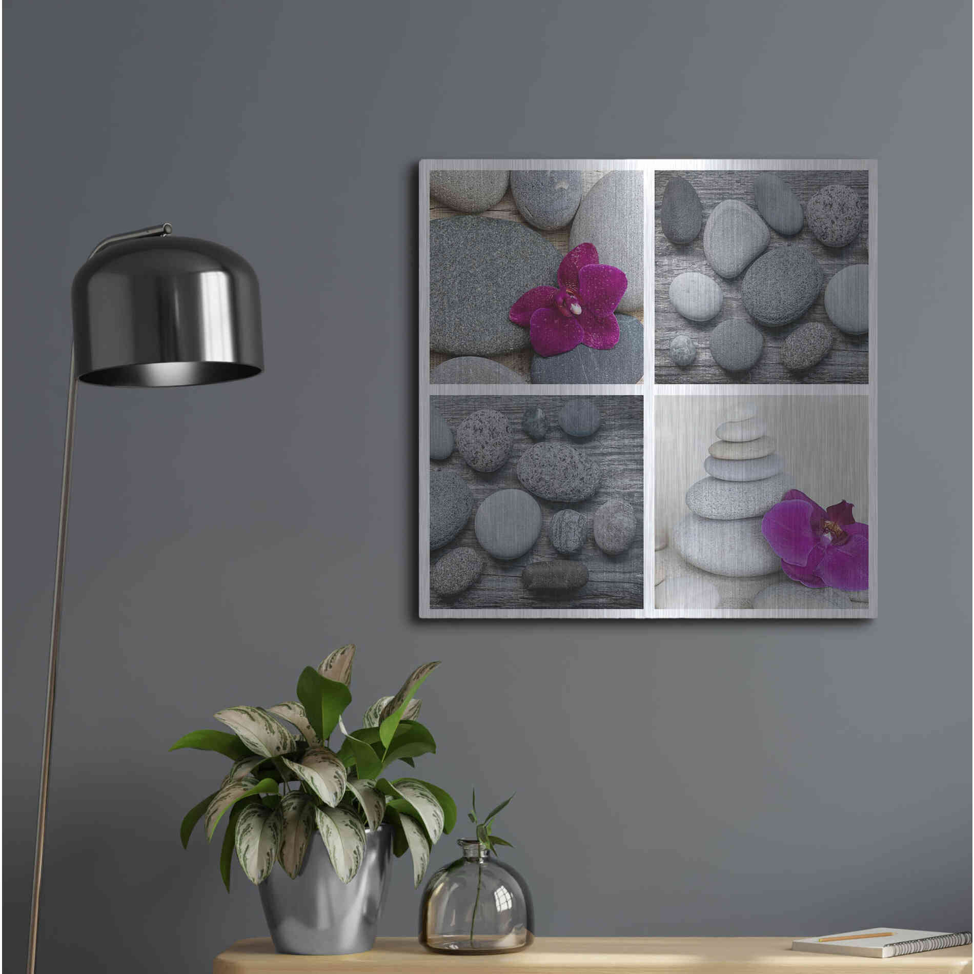Luxe Metal Art 'Zen Orchid Collage' by Andrea Haase, Metal Wall At,24x24