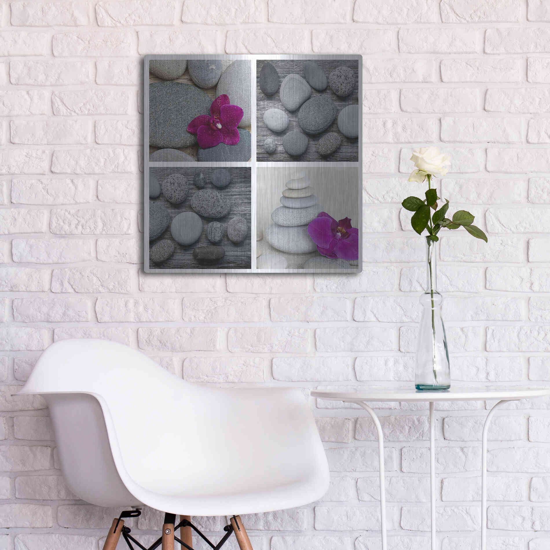 Luxe Metal Art 'Zen Orchid Collage' by Andrea Haase, Metal Wall At,24x24