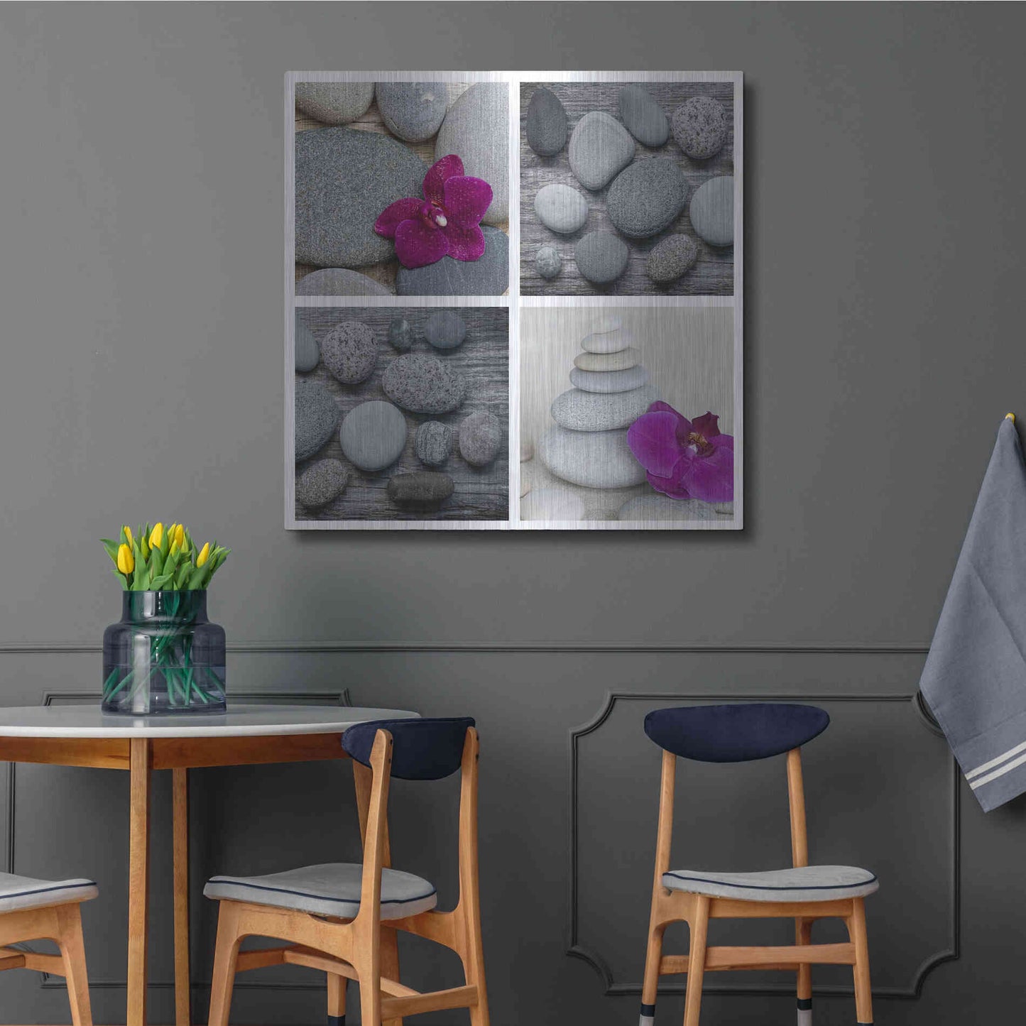 Luxe Metal Art 'Zen Orchid Collage' by Andrea Haase, Metal Wall At,36x36