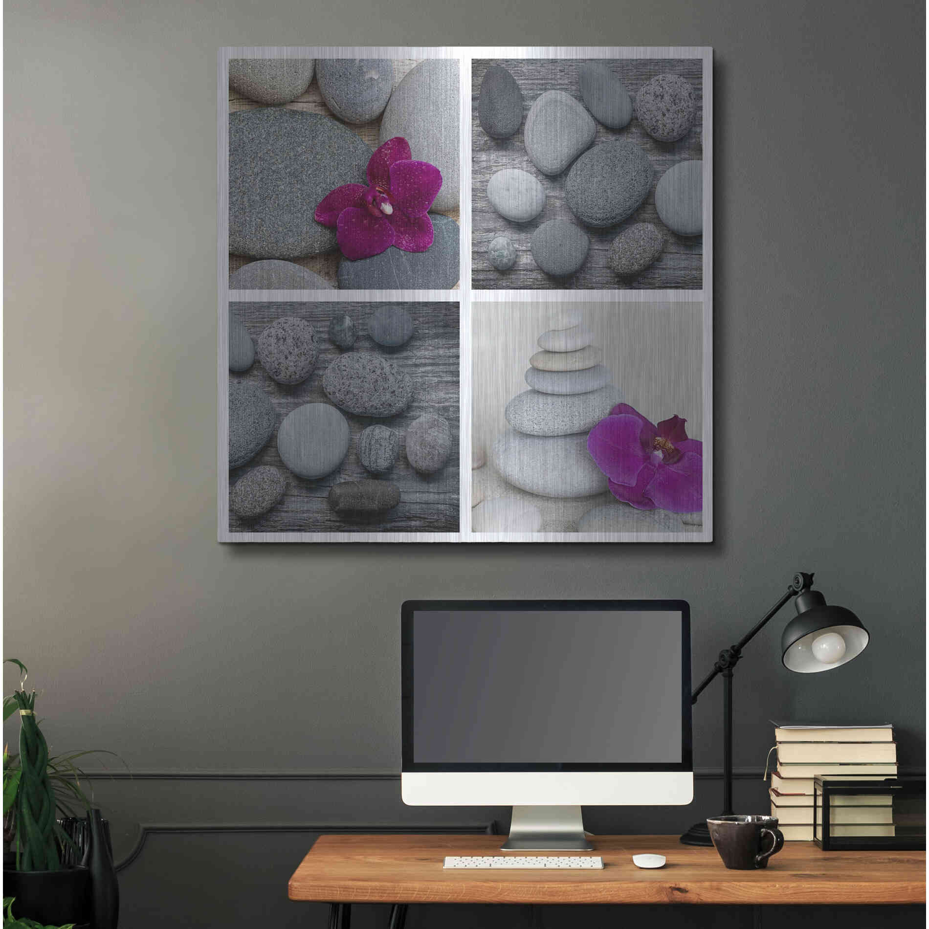 Luxe Metal Art 'Zen Orchid Collage' by Andrea Haase, Metal Wall At,36x36