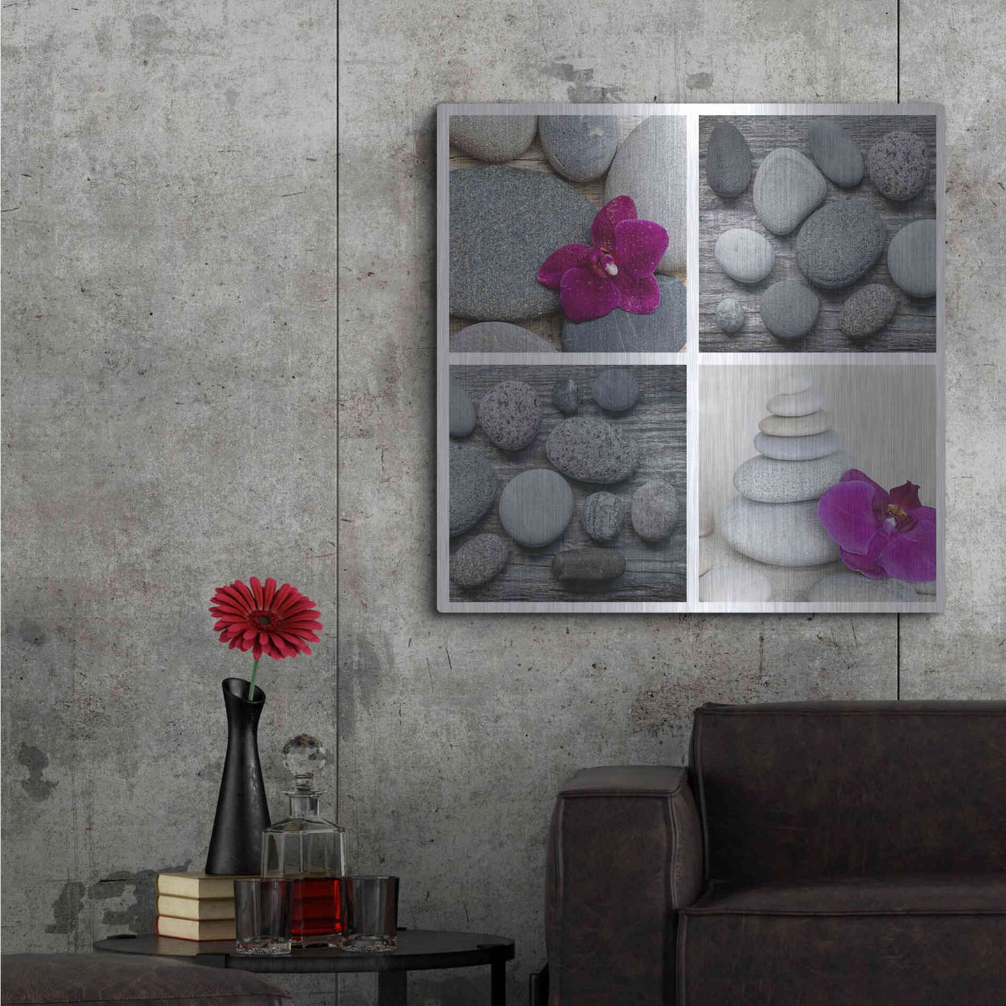 Luxe Metal Art 'Zen Orchid Collage' by Andrea Haase, Metal Wall At,36x36