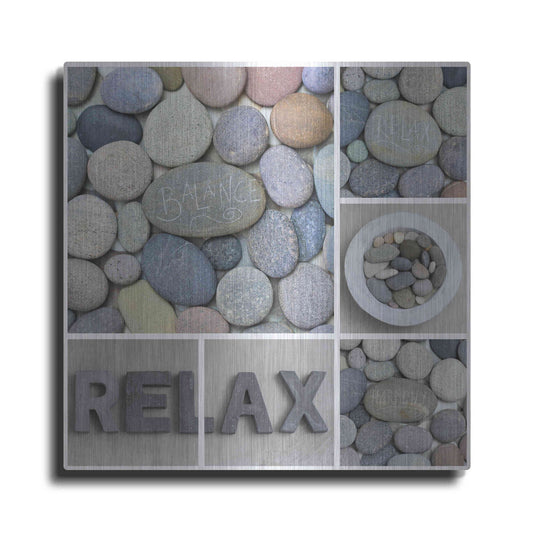 Luxe Metal Art 'Zen Pebble Relax Collage' by Andrea Haase, Metal Wall At