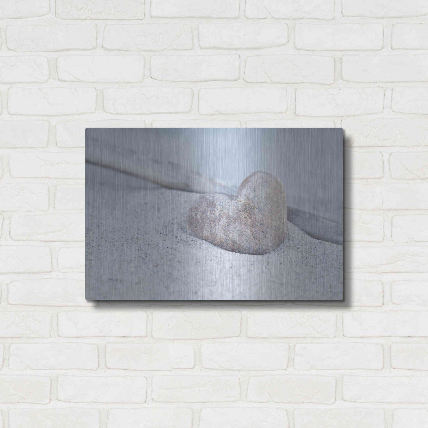 Luxe Metal Art 'Stone Heart Beach Still' by Andrea Haase, Metal Wall At,24x16