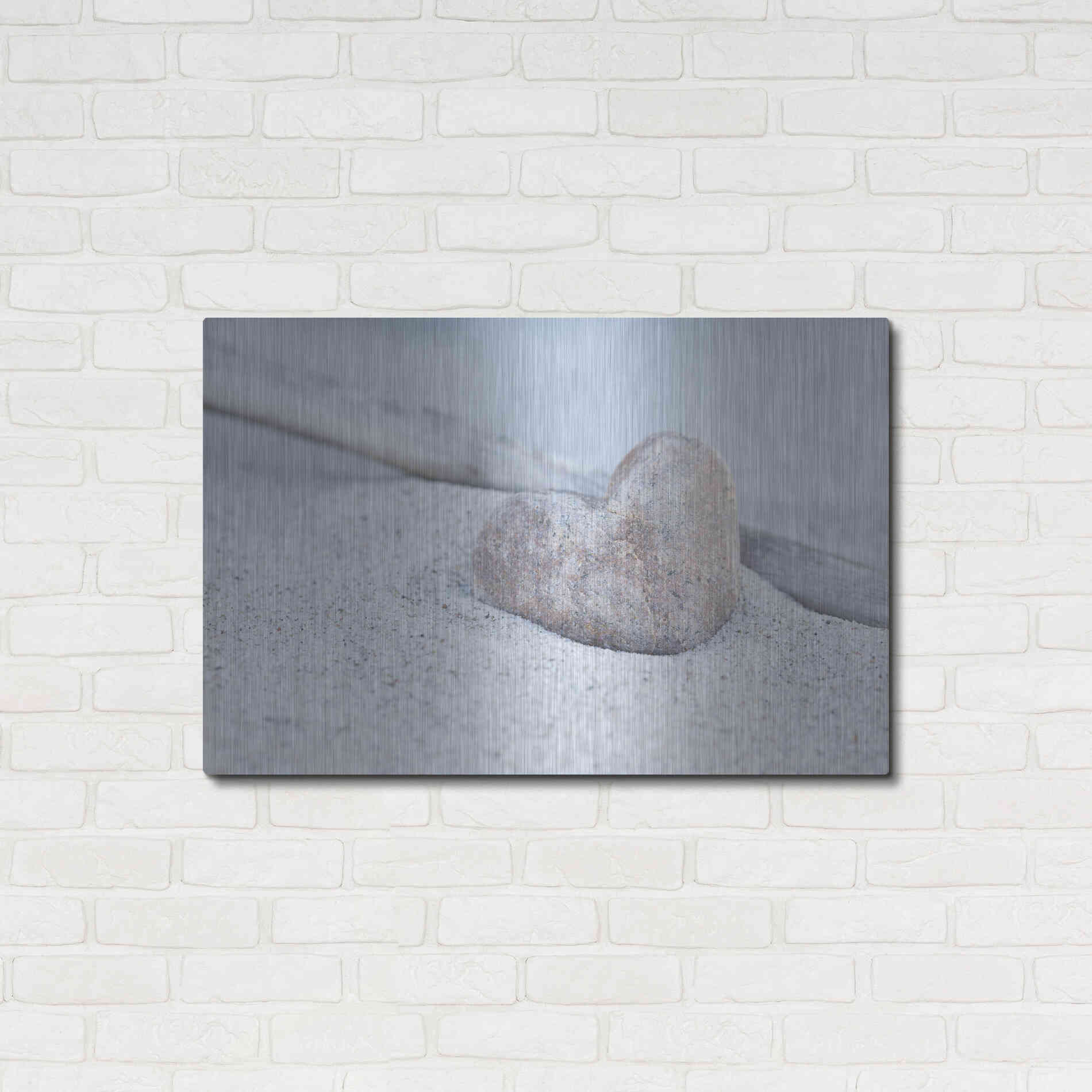 Luxe Metal Art 'Stone Heart Beach Still' by Andrea Haase, Metal Wall At,36x24
