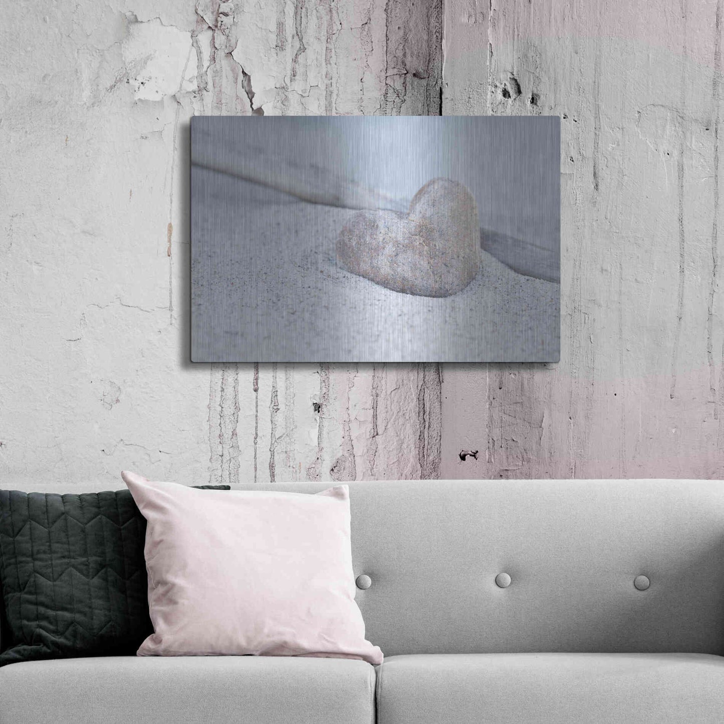 Luxe Metal Art 'Stone Heart Beach Still' by Andrea Haase, Metal Wall At,36x24