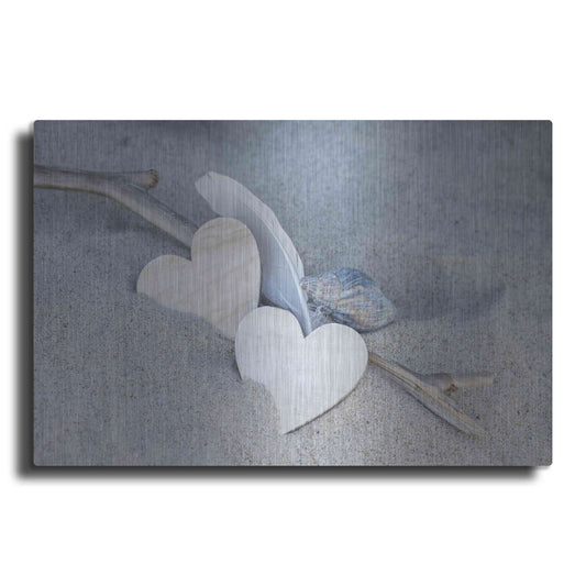 Luxe Metal Art 'Heart And Feather Beach Still' by Andrea Haase, Metal Wall At