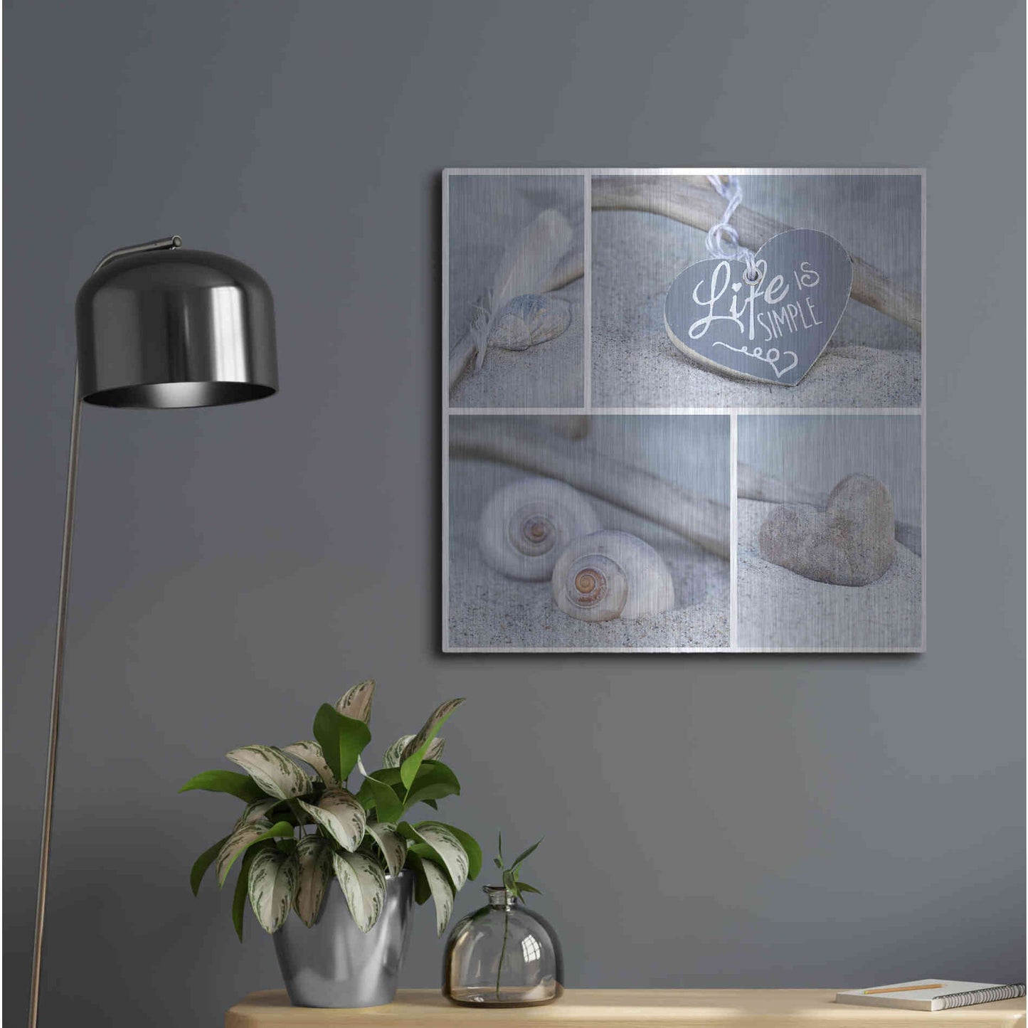 Luxe Metal Art 'Summer Beach Still Life Collage' by Andrea Haase, Metal Wall At,24x24