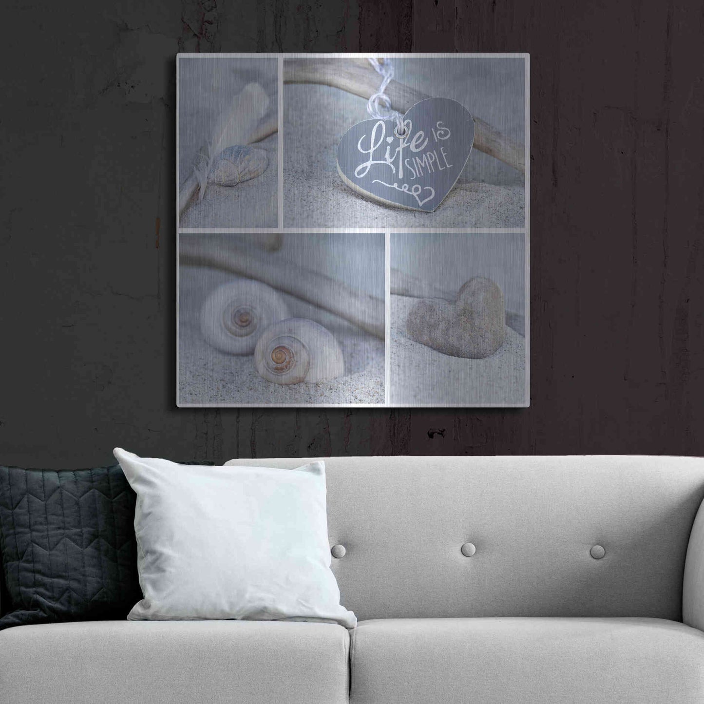 Luxe Metal Art 'Summer Beach Still Life Collage' by Andrea Haase, Metal Wall At,36x36