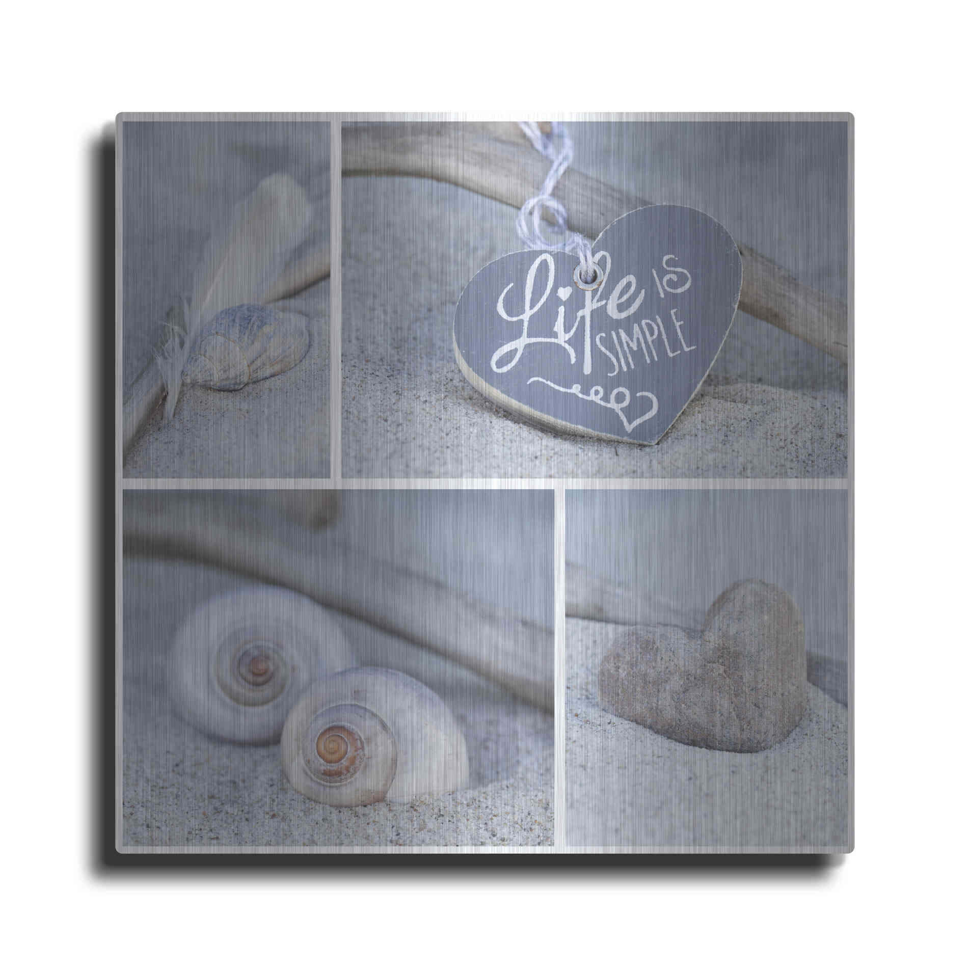 Luxe Metal Art 'Summer Beach Still Life Collage' by Andrea Haase, Metal Wall At
