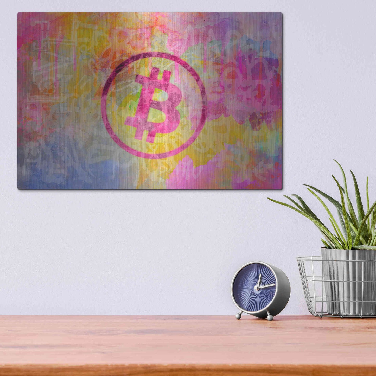 Luxe Metal Art 'Street Art Bitcoin' by Andrea Haase, Metal Wall At,16x12