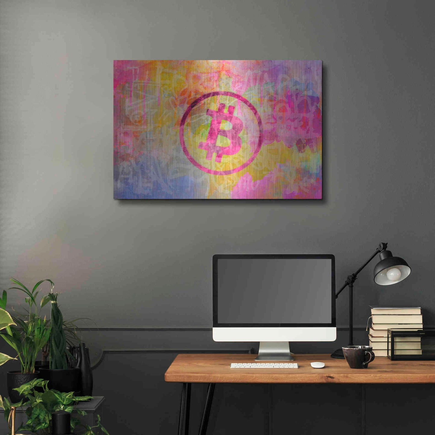 Luxe Metal Art 'Street Art Bitcoin' by Andrea Haase, Metal Wall At,36x24
