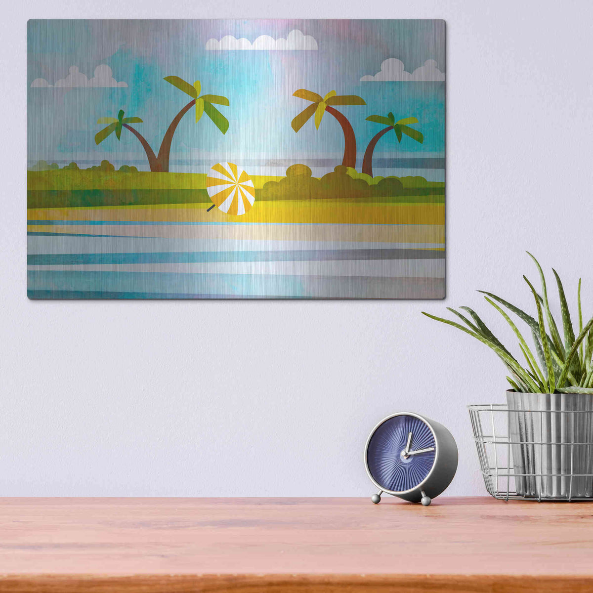 Luxe Metal Art 'Tropical Beach Day' by Andrea Haase, Metal Wall At,16x12