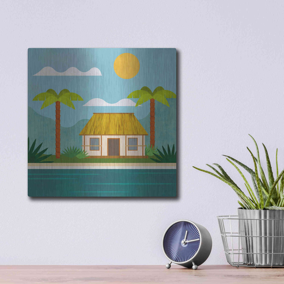 Luxe Metal Art 'Tropical Island Hideaway' by Andrea Haase, Metal Wall At,12x12