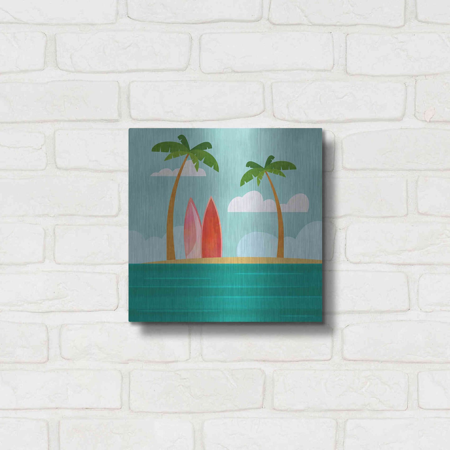 Luxe Metal Art 'Caribbean Surf Spot' by Andrea Haase, Metal Wall At,12x12