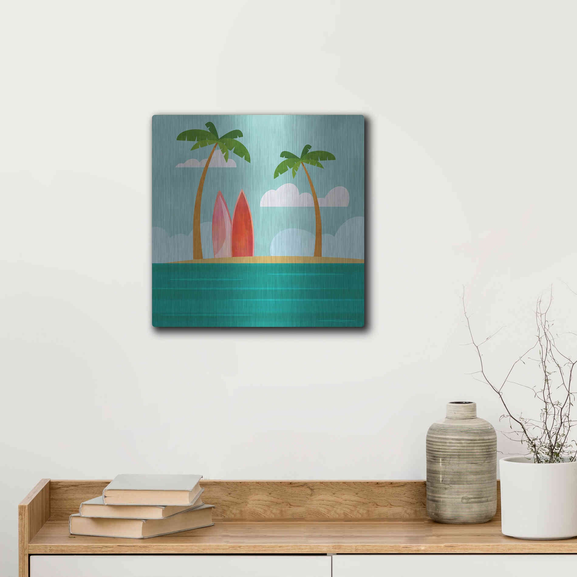 Luxe Metal Art 'Caribbean Surf Spot' by Andrea Haase, Metal Wall At,12x12