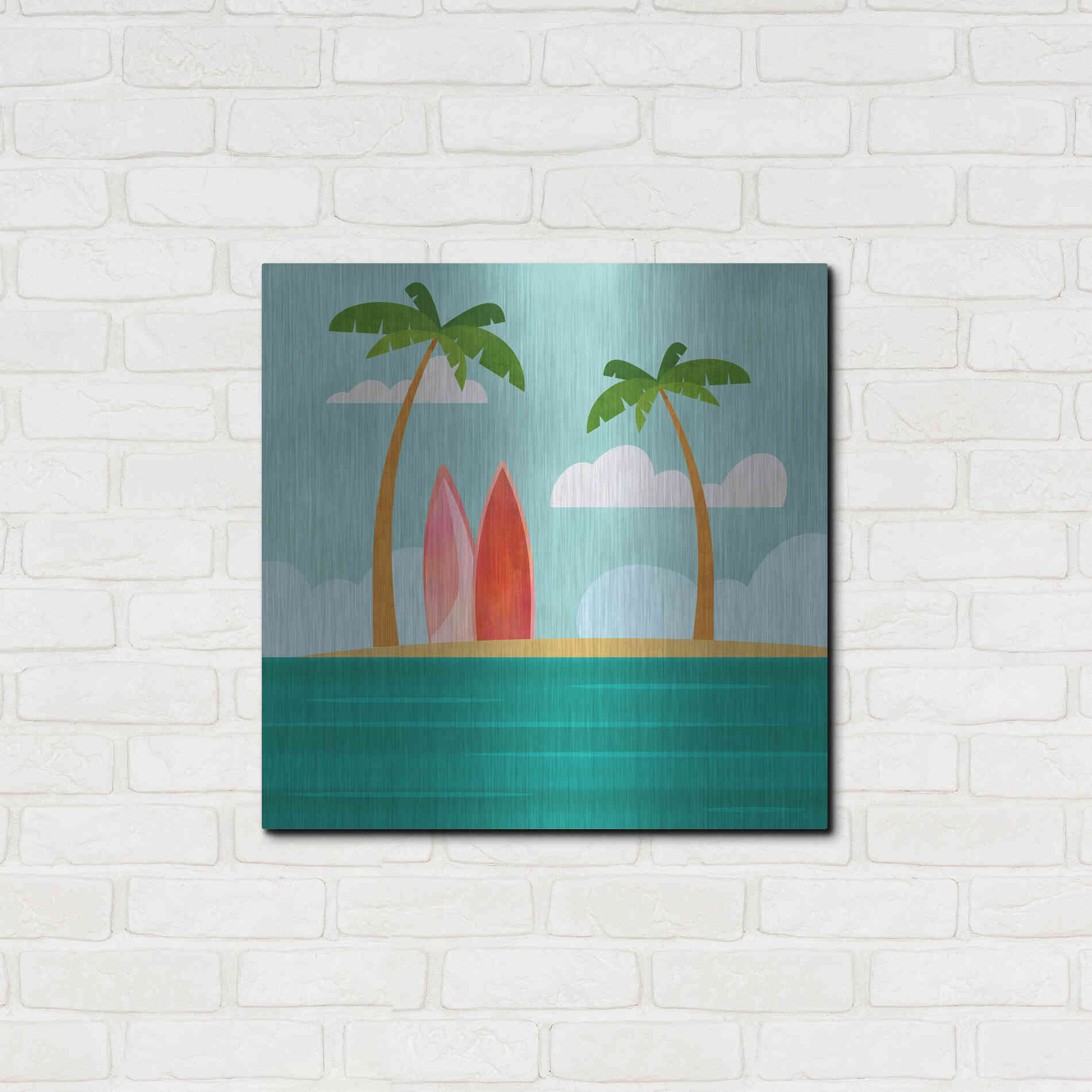 Luxe Metal Art 'Caribbean Surf Spot' by Andrea Haase, Metal Wall At,24x24
