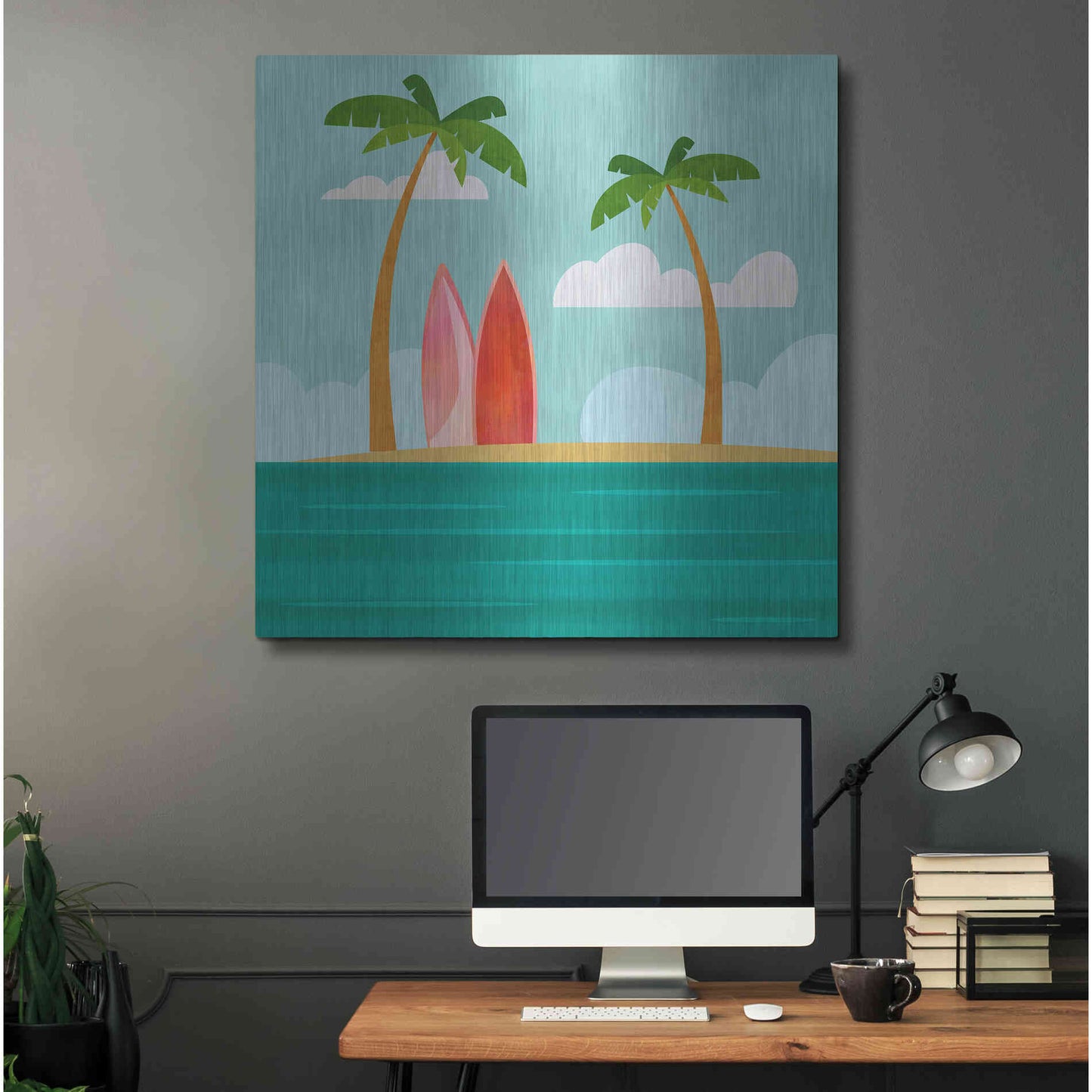 Luxe Metal Art 'Caribbean Surf Spot' by Andrea Haase, Metal Wall At,36x36