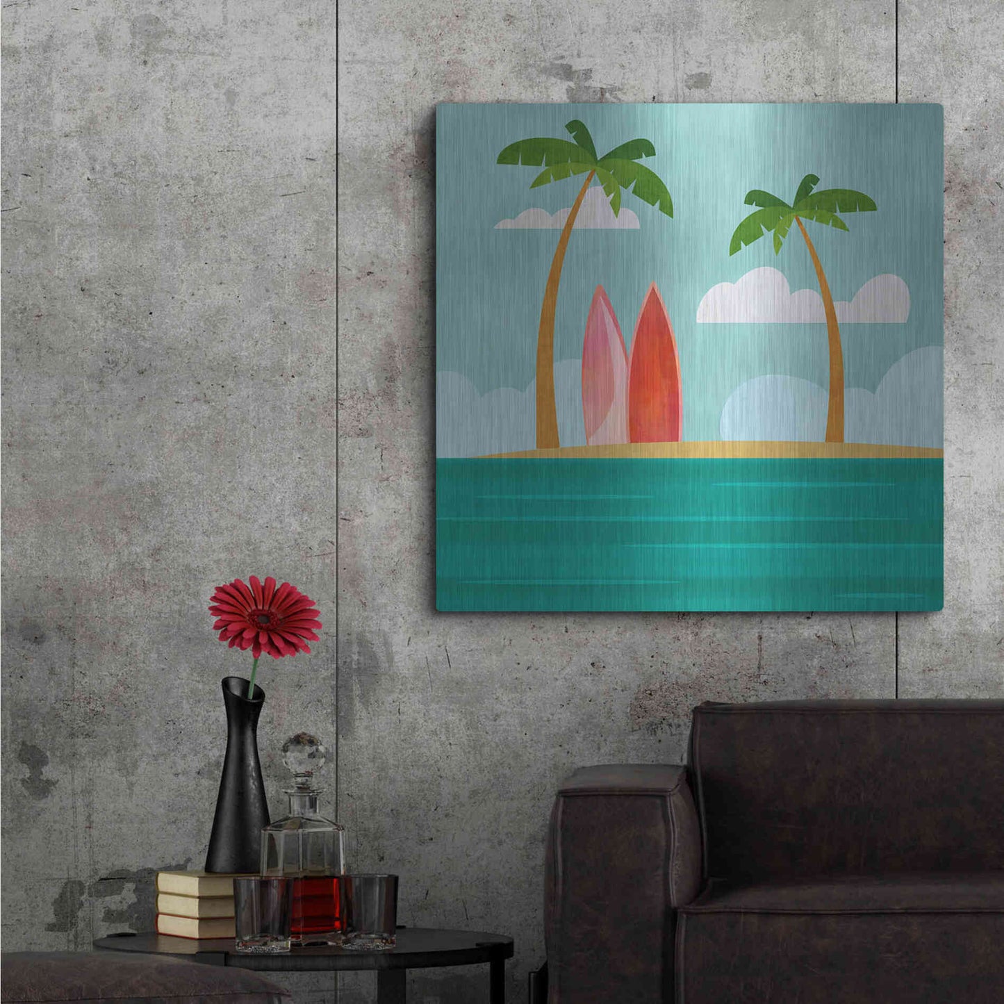 Luxe Metal Art 'Caribbean Surf Spot' by Andrea Haase, Metal Wall At,36x36