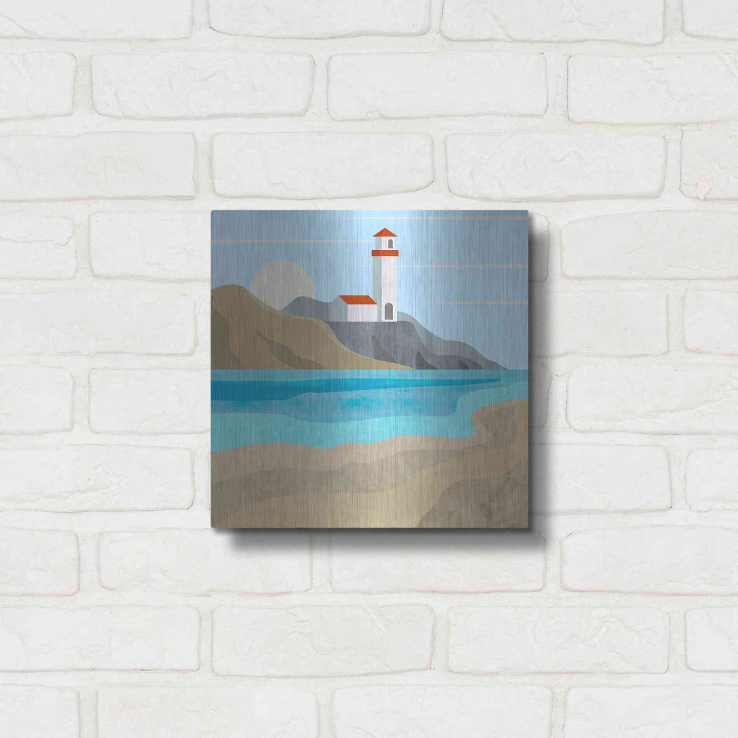 Luxe Metal Art 'East End Lighthouse' by Andrea Haase, Metal Wall At,12x12