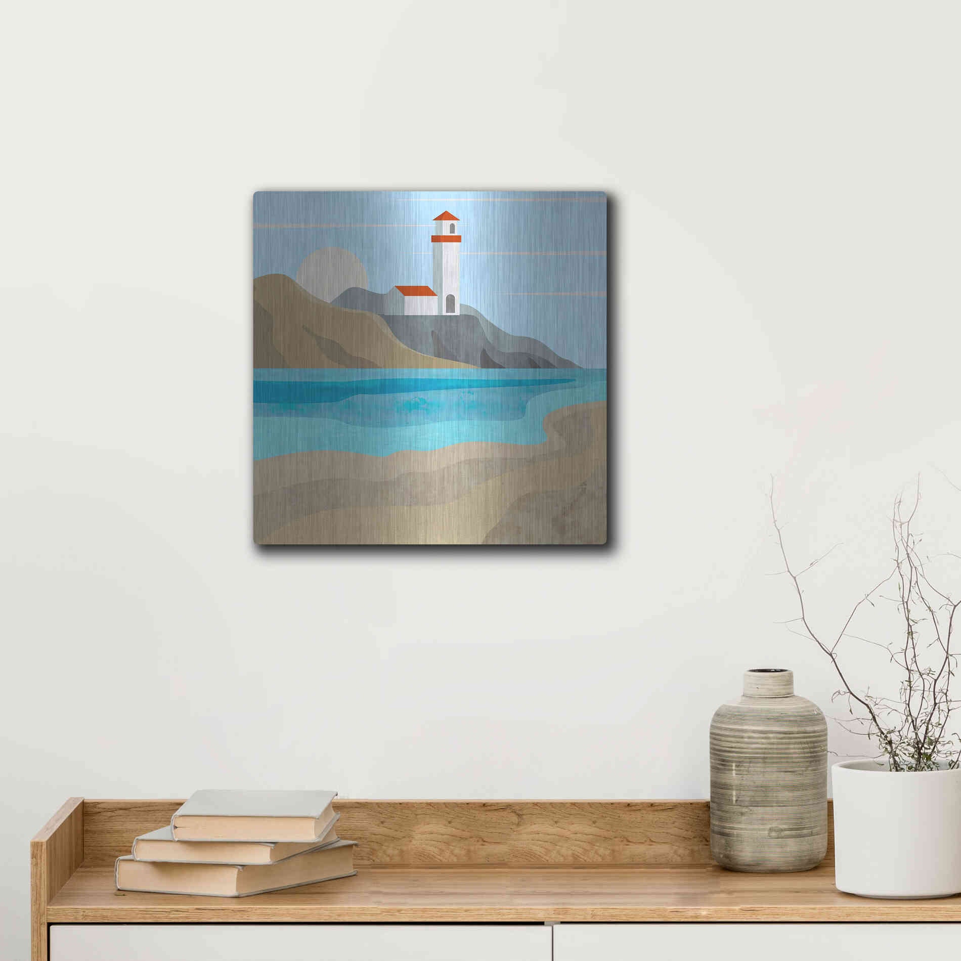 Luxe Metal Art 'East End Lighthouse' by Andrea Haase, Metal Wall At,12x12