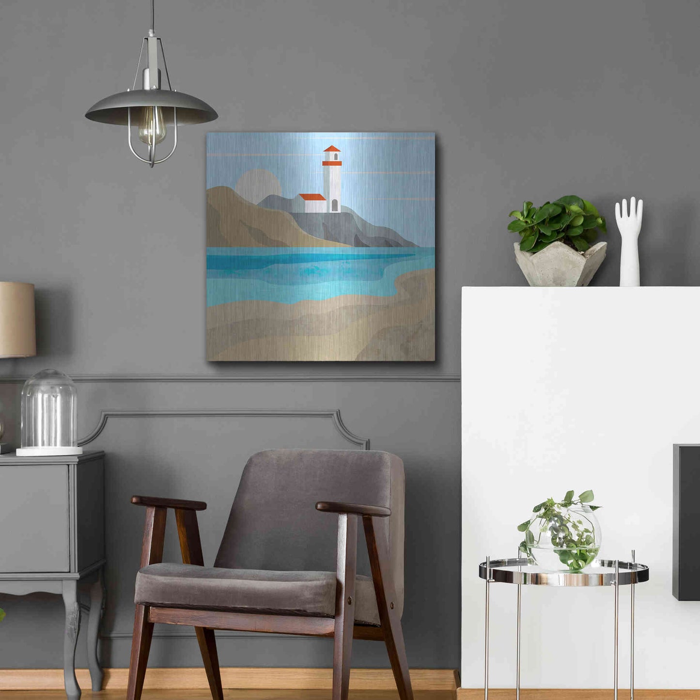 Luxe Metal Art 'East End Lighthouse' by Andrea Haase, Metal Wall At,24x24