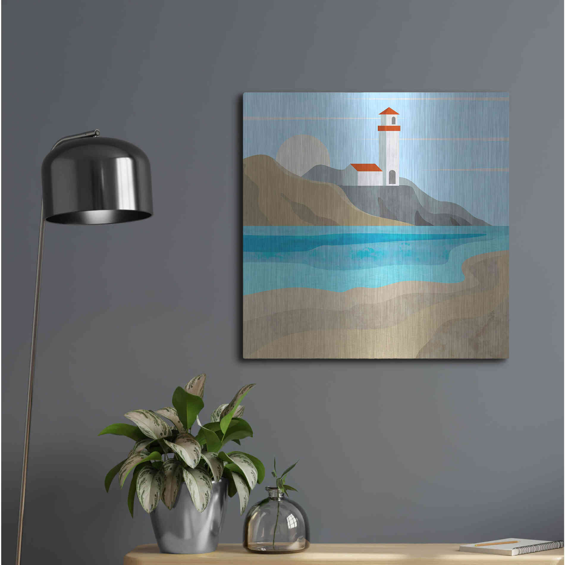 Luxe Metal Art 'East End Lighthouse' by Andrea Haase, Metal Wall At,24x24