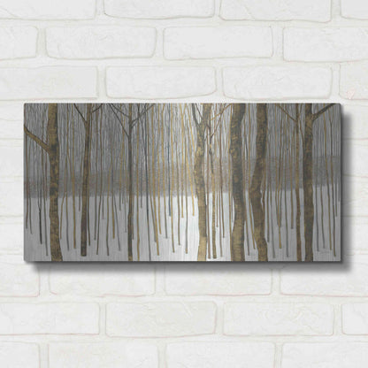 Luxe Metal Art 'Woods in Winter Gold' by Kathrine Lovell, Metal Wall Art,24x12