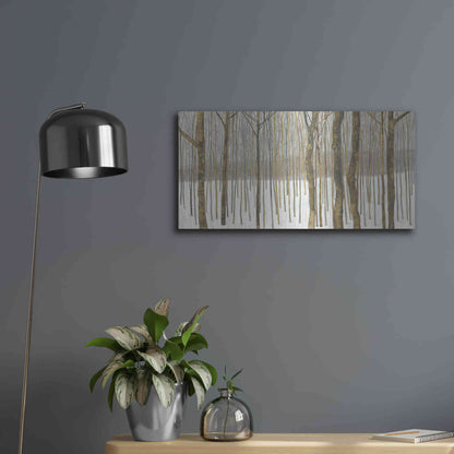 Luxe Metal Art 'Woods in Winter Gold' by Kathrine Lovell, Metal Wall Art,24x12