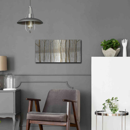 Luxe Metal Art 'Woods in Winter Gold' by Kathrine Lovell, Metal Wall Art,24x12