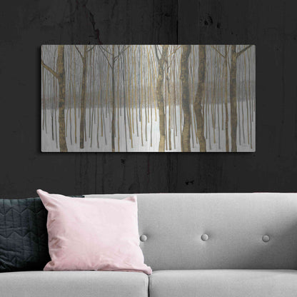 Luxe Metal Art 'Woods in Winter Gold' by Kathrine Lovell, Metal Wall Art,48x24