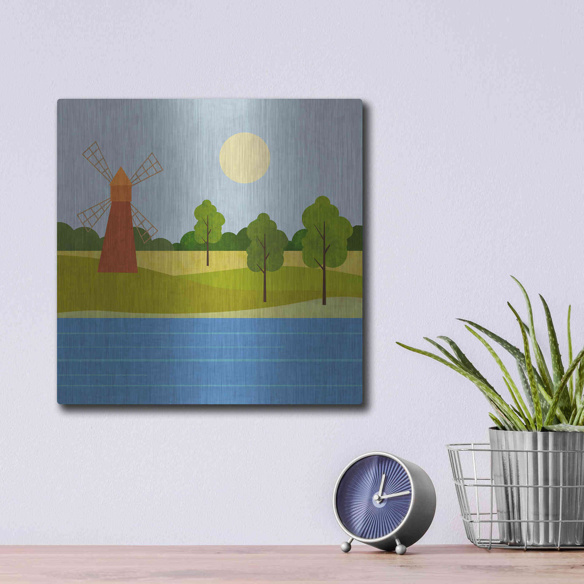 Luxe Metal Art 'The Old Windmill' by Andrea Haase, Metal Wall At,12x12