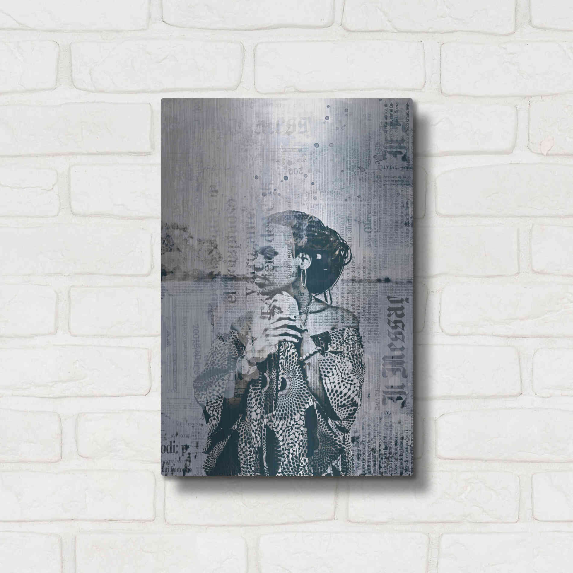 Luxe Metal Art 'Los Angeles City Girl Blue Grey' by Andrea Haase, Metal Wall At,12x16