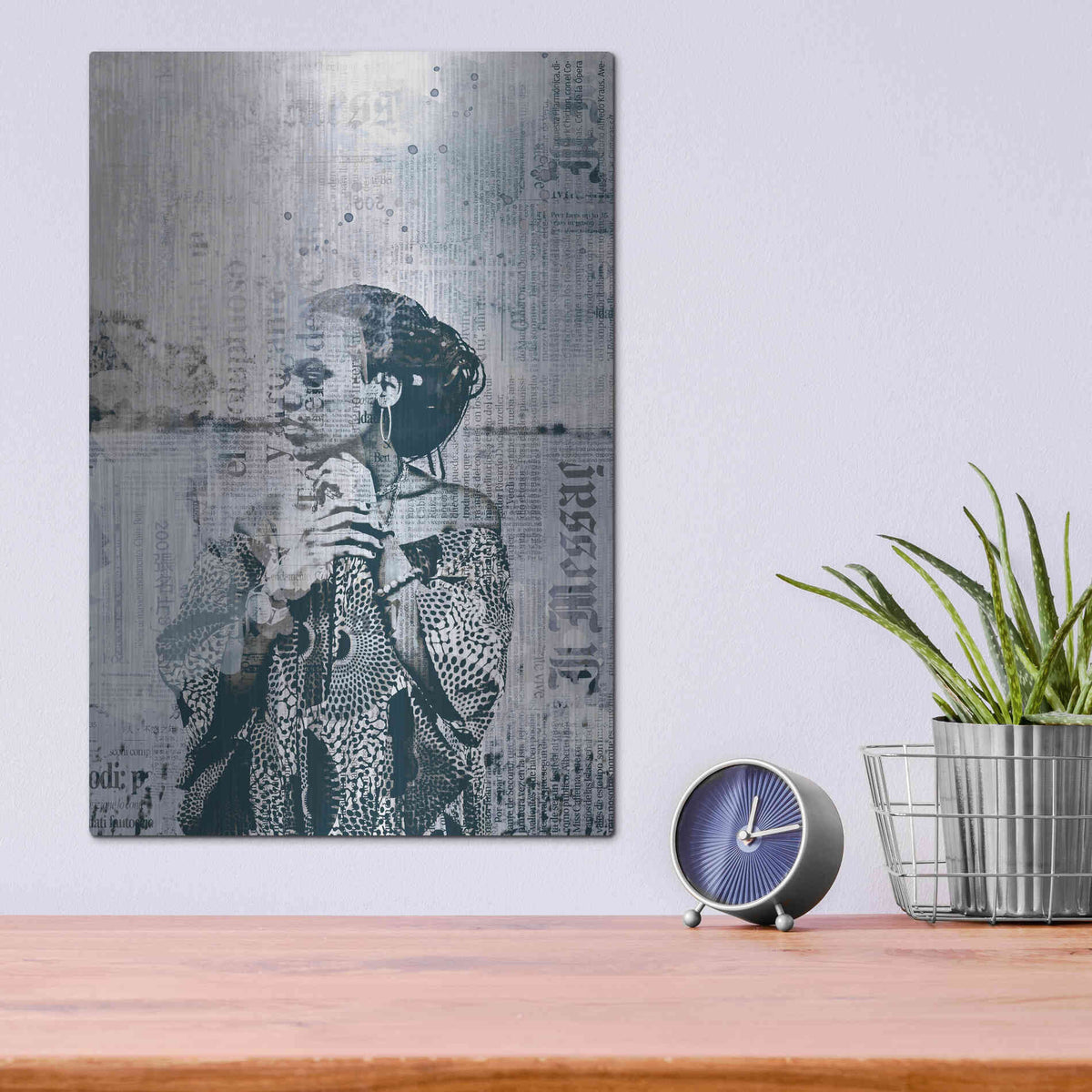 Luxe Metal Art 'Los Angeles City Girl Blue Grey' by Andrea Haase, Metal Wall At,12x16