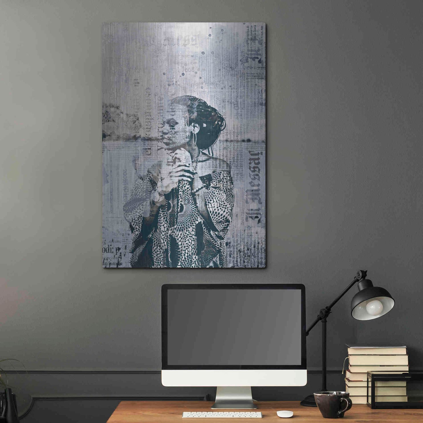 Luxe Metal Art 'Los Angeles City Girl Blue Grey' by Andrea Haase, Metal Wall At,24x36