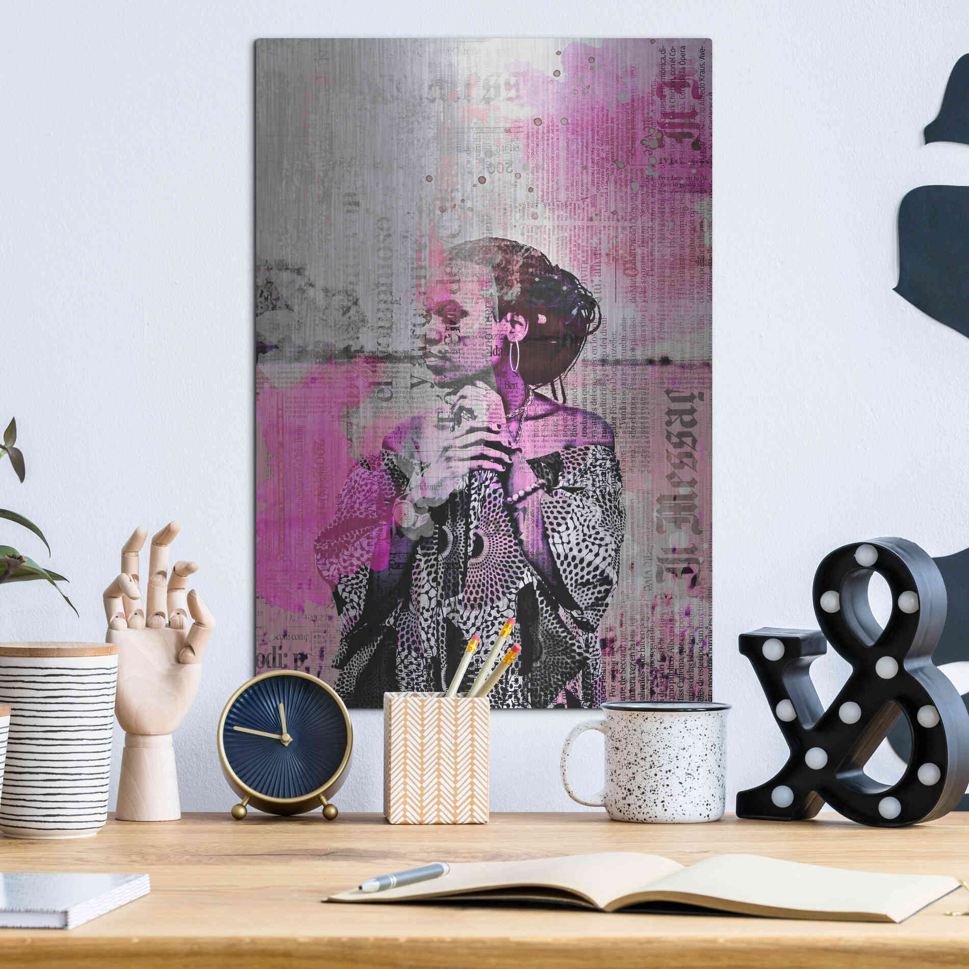 Luxe Metal Art 'Los Angeles City Girl Pink' by Andrea Haase, Metal Wall At,12x16