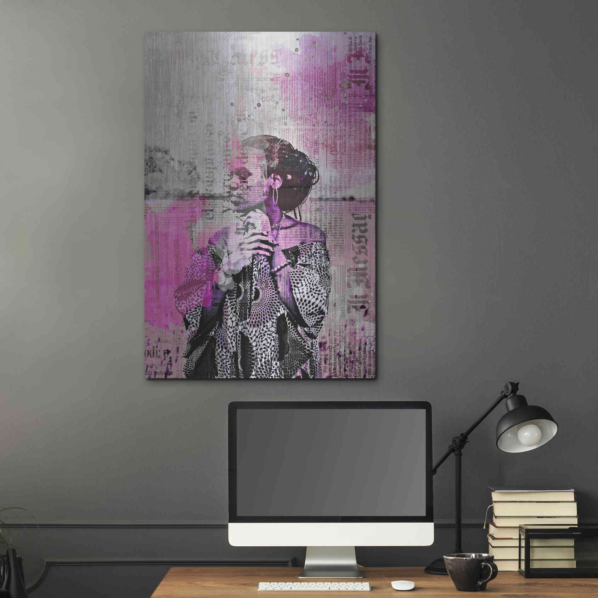 Luxe Metal Art 'Los Angeles City Girl Pink' by Andrea Haase, Metal Wall At,24x36