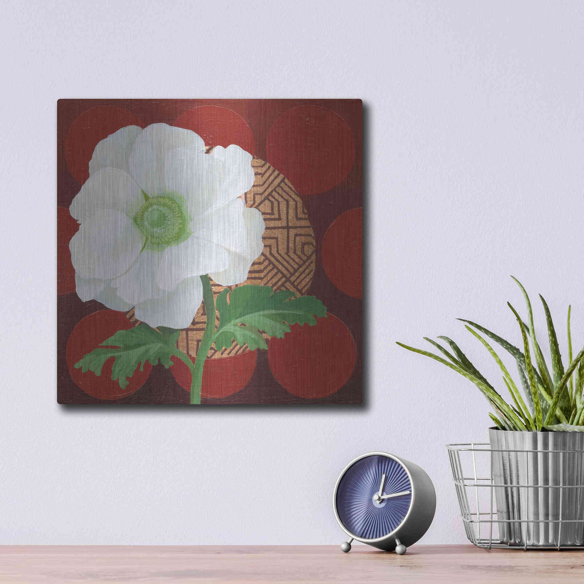 Luxe Metal Art 'Morning Anemone' by Kathrine Lovell, Metal Wall Art,12x12