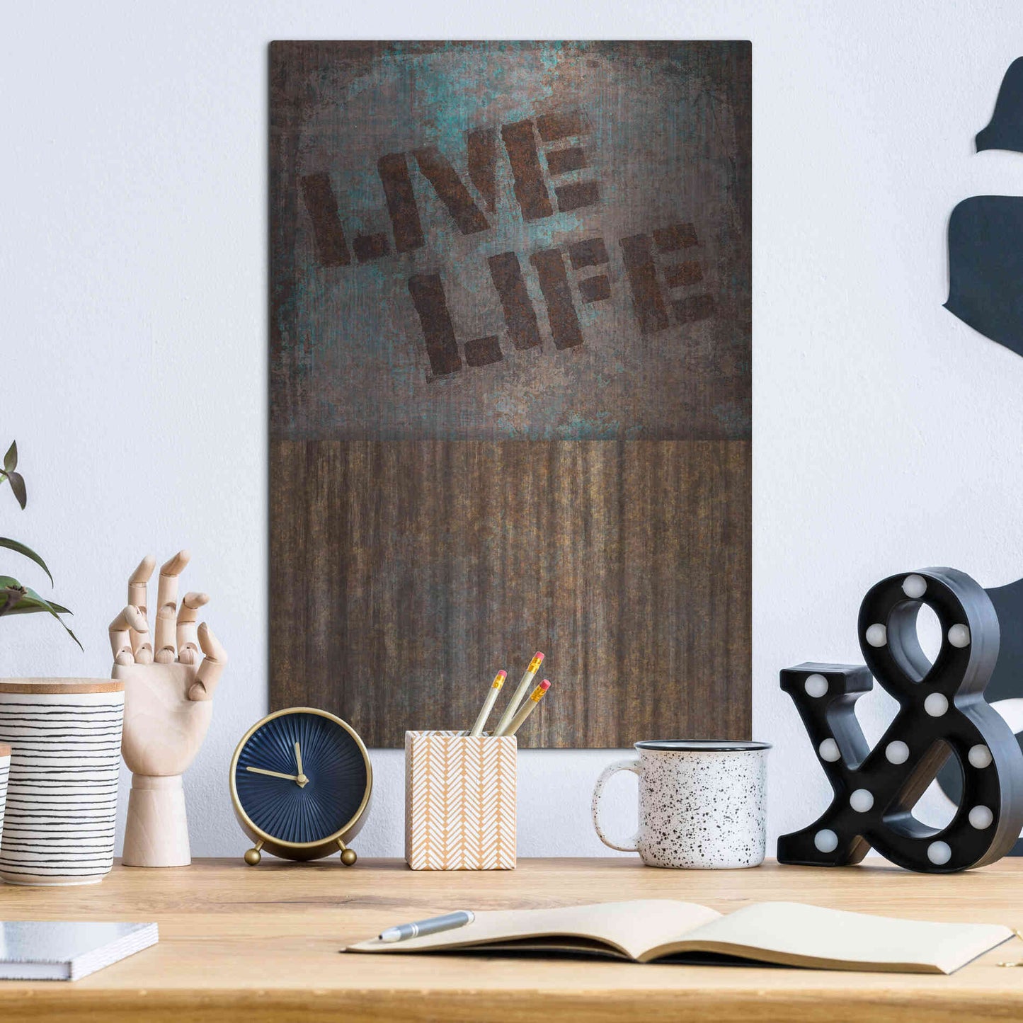 Luxe Metal Art 'Live Life' by Andrea Haase, Metal Wall At,12x16