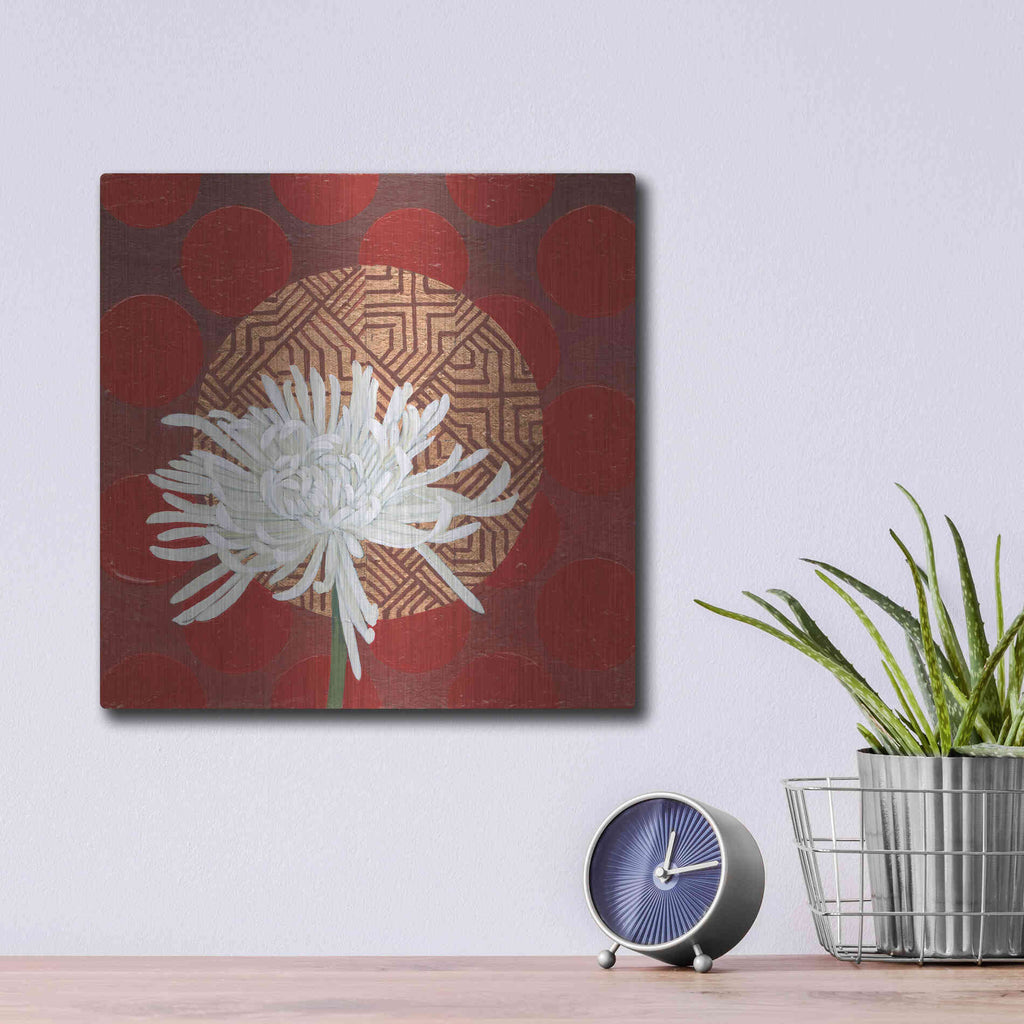 Luxe Metal Art 'Morning Chrysanthemum IV' by Kathrine Lovell, Metal Wall Art,12x12