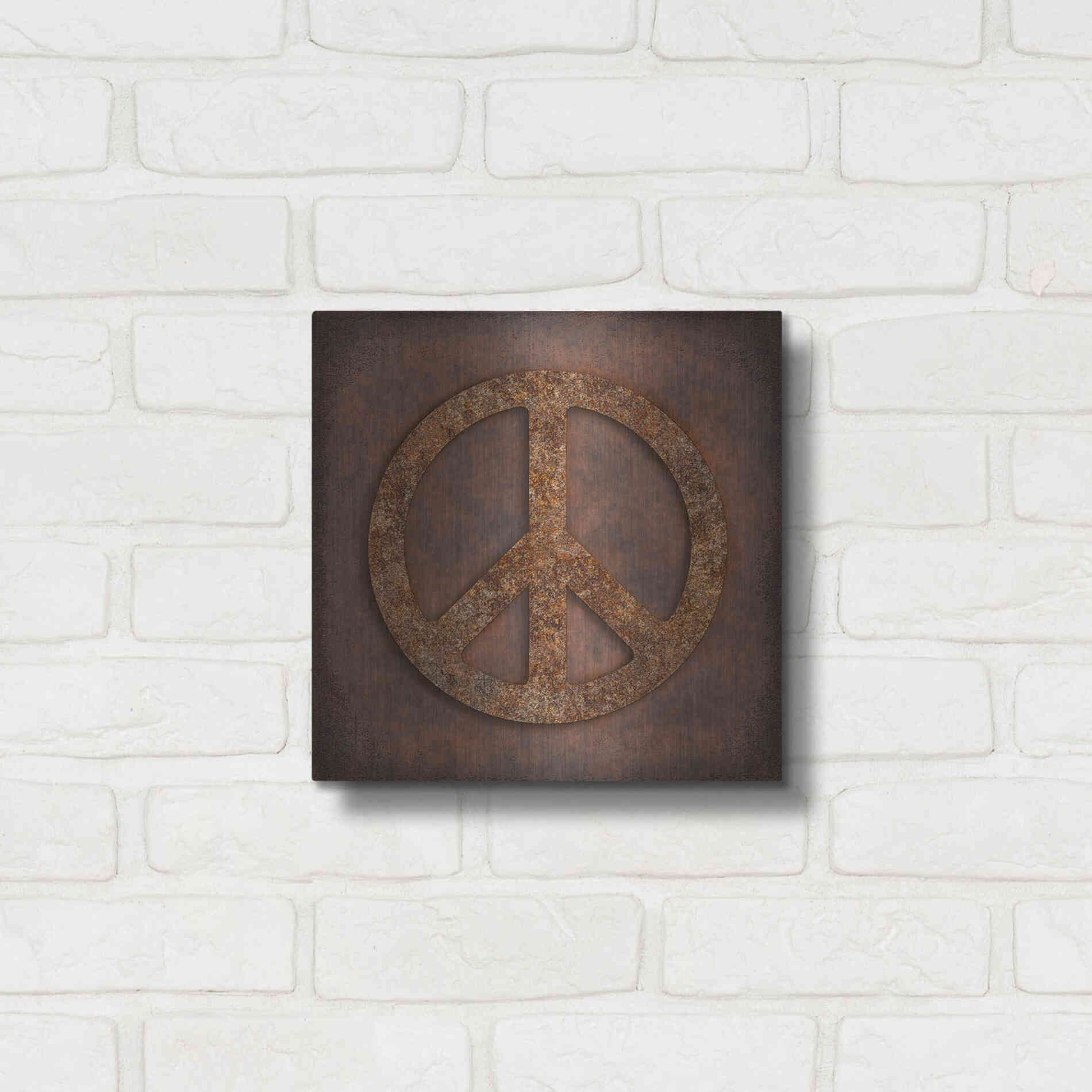Luxe Metal Art 'Rusted Peace ' by Andrea Haase, Metal Wall At,12x12