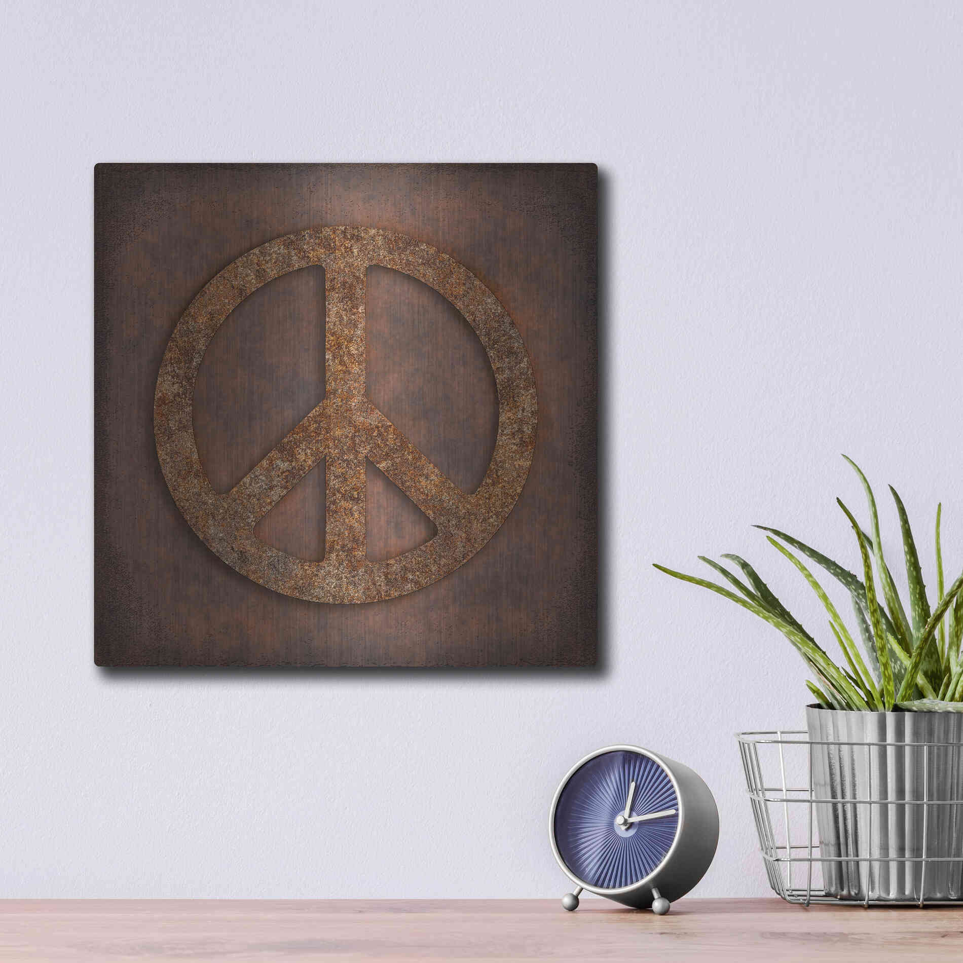Luxe Metal Art 'Rusted Peace ' by Andrea Haase, Metal Wall At,12x12