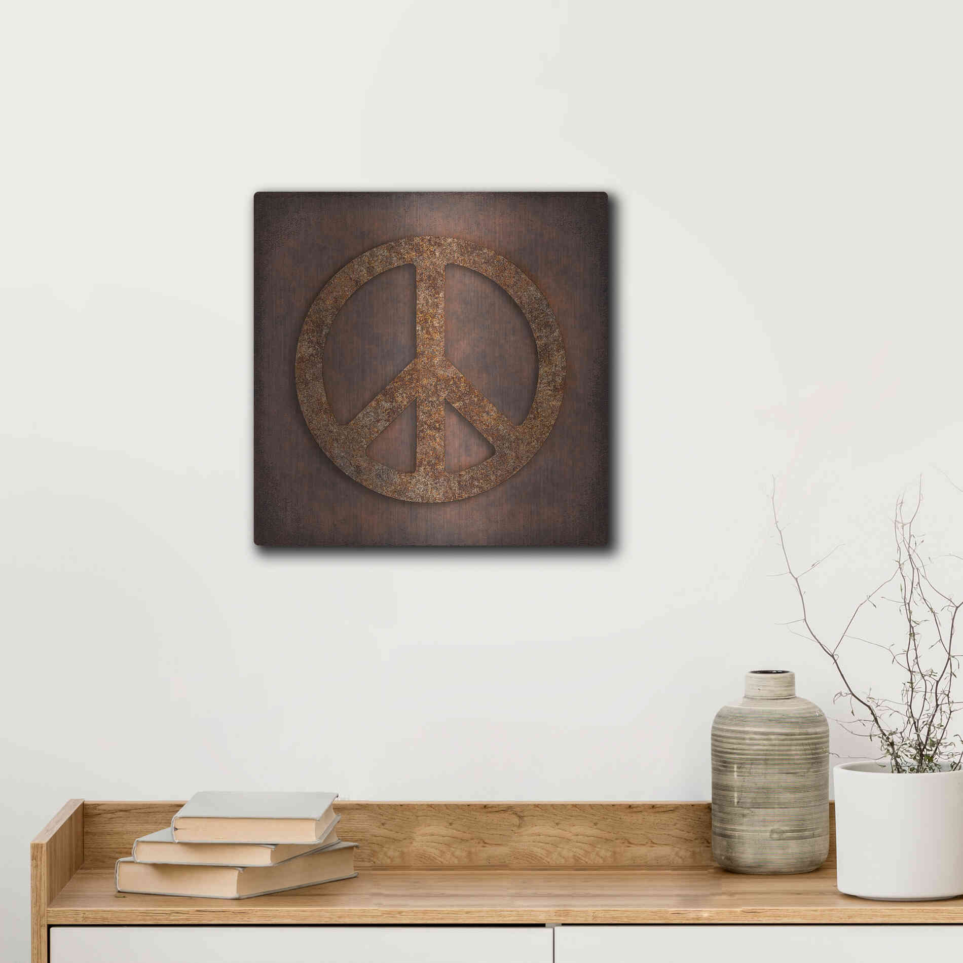 Luxe Metal Art 'Rusted Peace ' by Andrea Haase, Metal Wall At,12x12