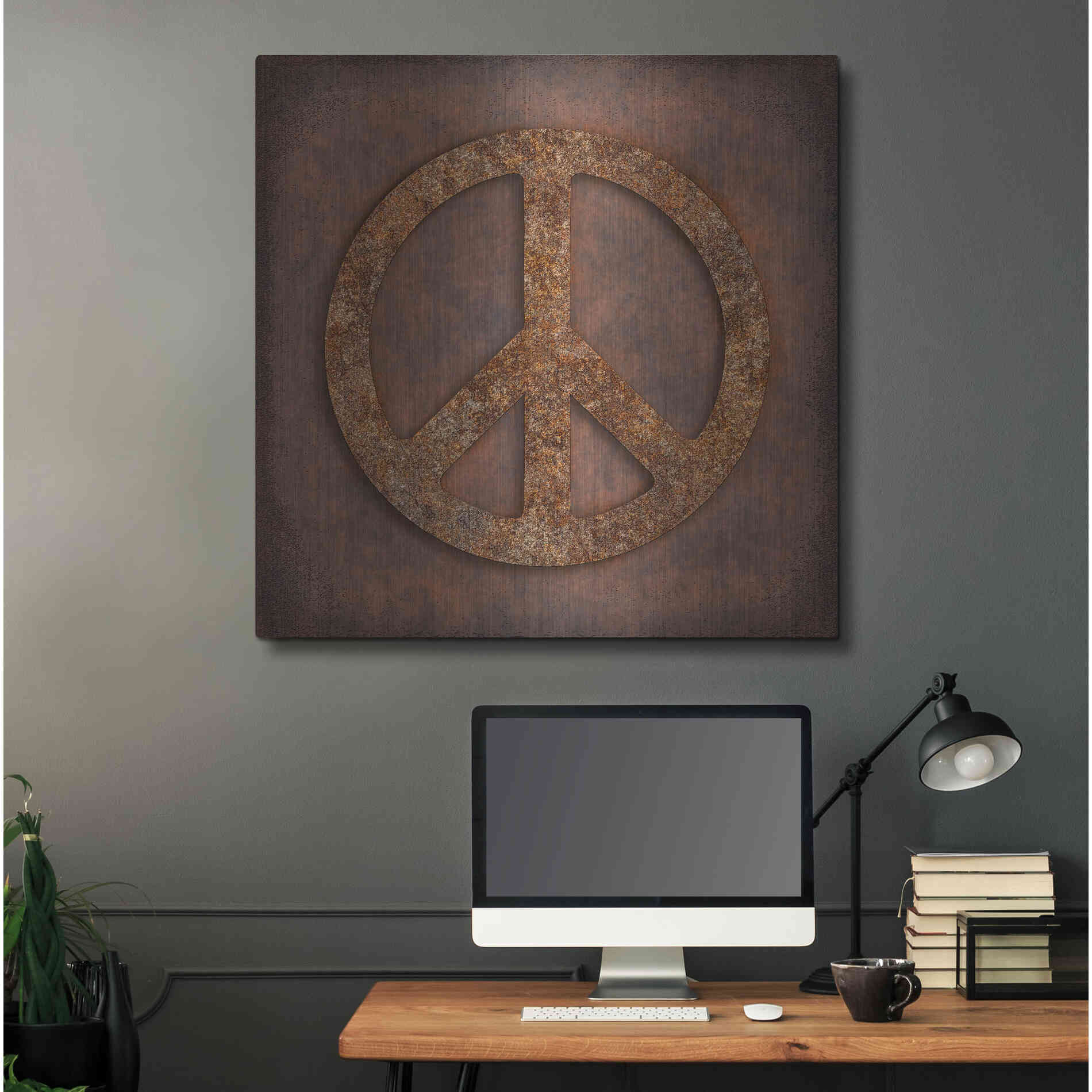 Luxe Metal Art 'Rusted Peace ' by Andrea Haase, Metal Wall At,36x36