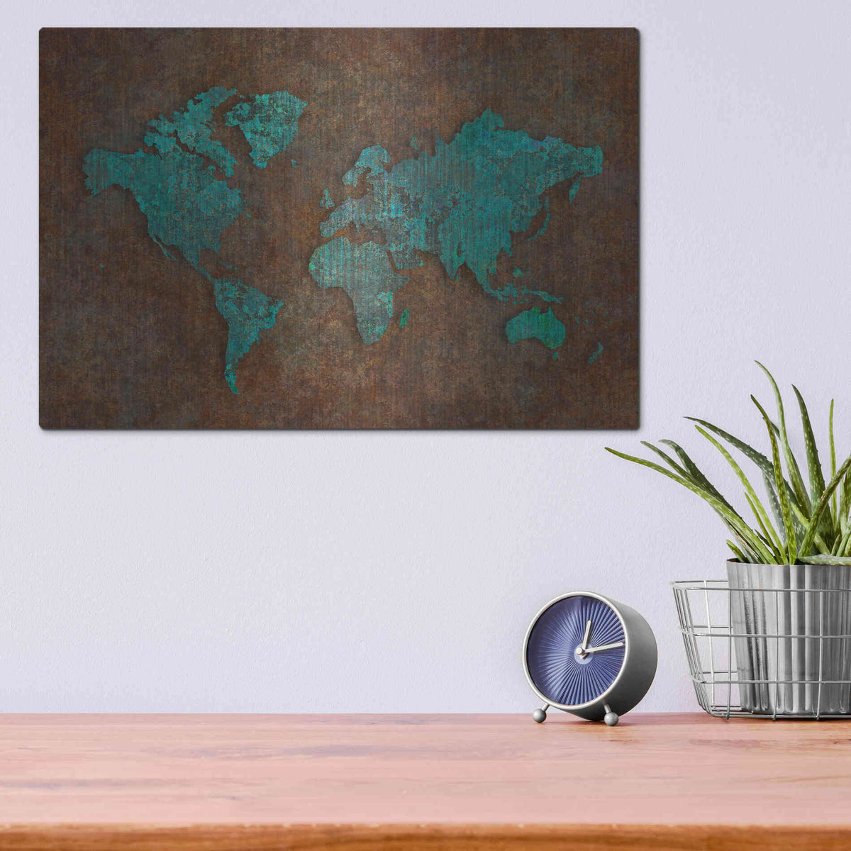 Luxe Metal Art 'Rusted World' by Andrea Haase, Metal Wall At,16x12