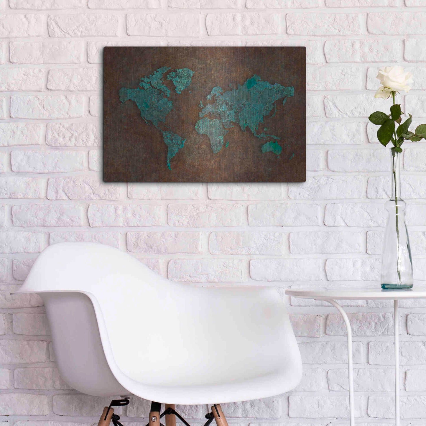 Luxe Metal Art 'Rusted World' by Andrea Haase, Metal Wall At,24x16