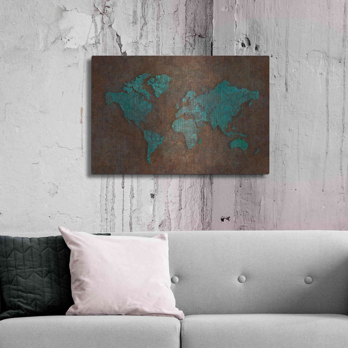 Luxe Metal Art 'Rusted World' by Andrea Haase, Metal Wall At,36x24