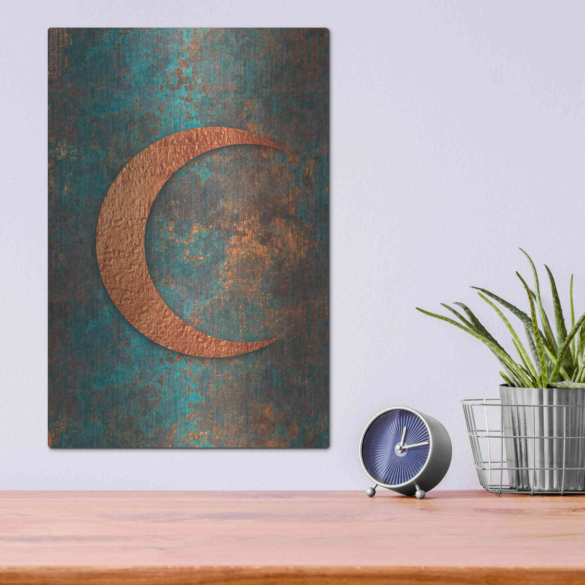 Luxe Metal Art 'Moon Symbiosis Of Rust And Copper' by Andrea Haase, Metal Wall At,12x16