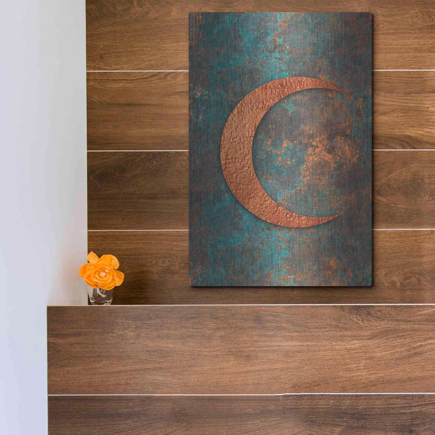 Luxe Metal Art 'Moon Symbiosis Of Rust And Copper' by Andrea Haase, Metal Wall At,12x16