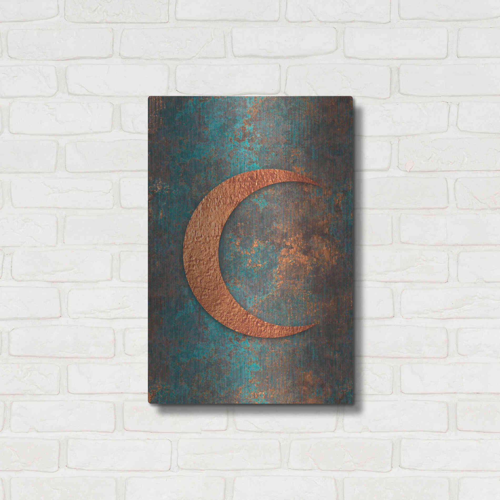 Luxe Metal Art 'Moon Symbiosis Of Rust And Copper' by Andrea Haase, Metal Wall At,16x24